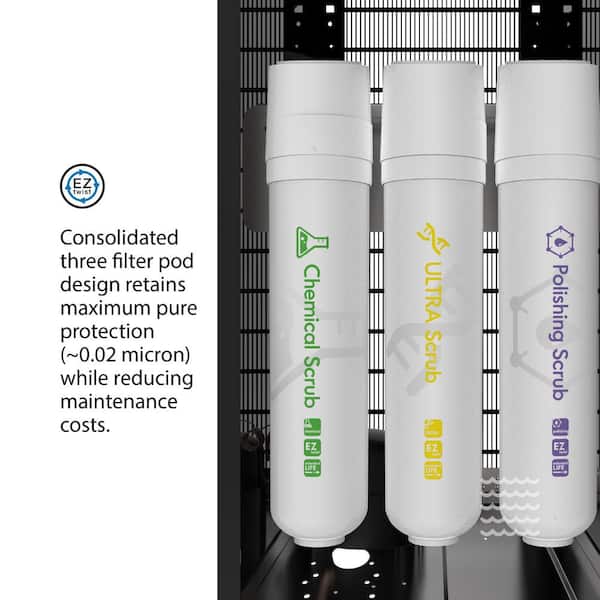 Pro 6 Bottleless Water Filtration Cooler with 3 Advanced Water Filters and Installation Kit in Black Pro 6 Bottleless Water Filtration Cooler with 3 Advanced Water Filters and Installation Kit in Black