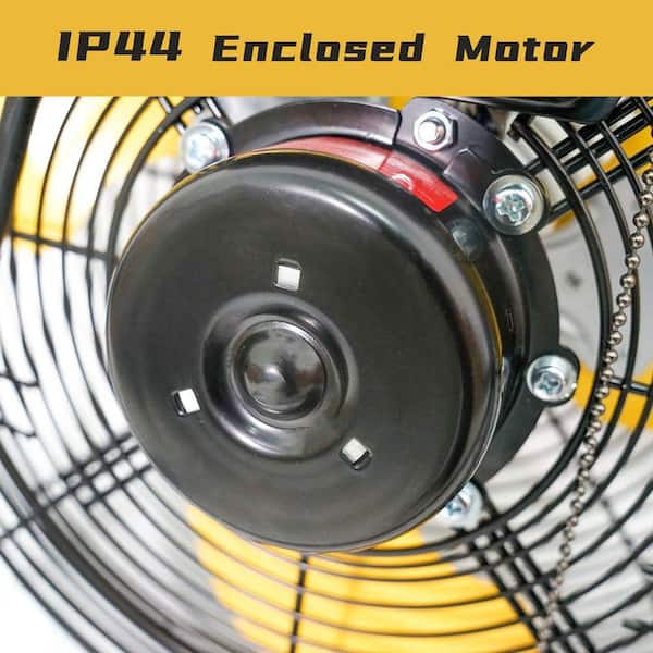 WOCK HICFM 12 in. 2500 CFM Yellow Wall Mounted Fan, 3-Speed High