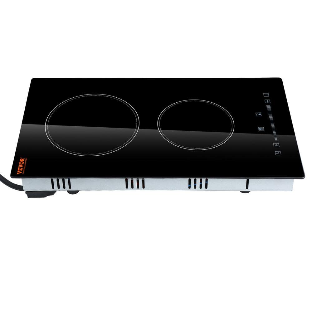 VEVOR Built in Electric Stove Top 12in. 2 Burners Glass Radiant Cooktop with Sensor Touch Control Power Level Radiant
