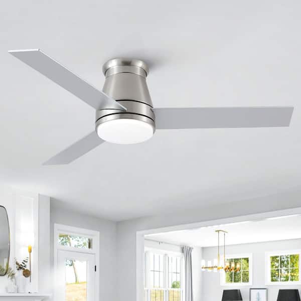 Topsky 48 in. Indoor Brushed Nickel Low Profile Standard Ceiling Fan with Light and Dual-Finish Blades