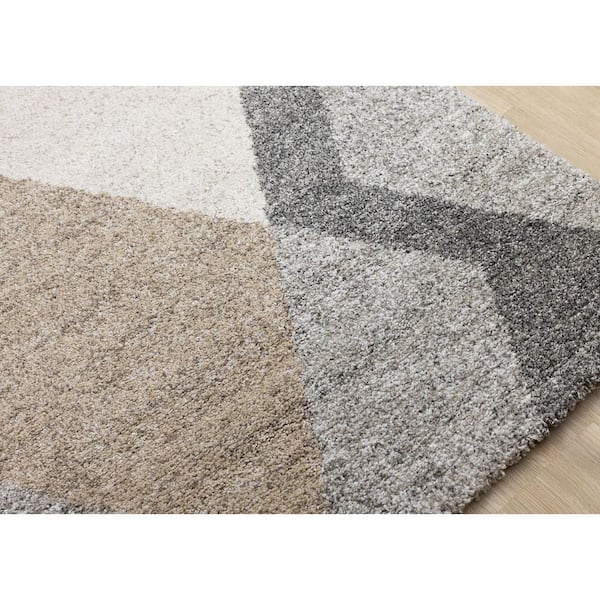 Botaniq Collections 5 ft. x 8 ft. Grey Geometric Indoor Area Rug