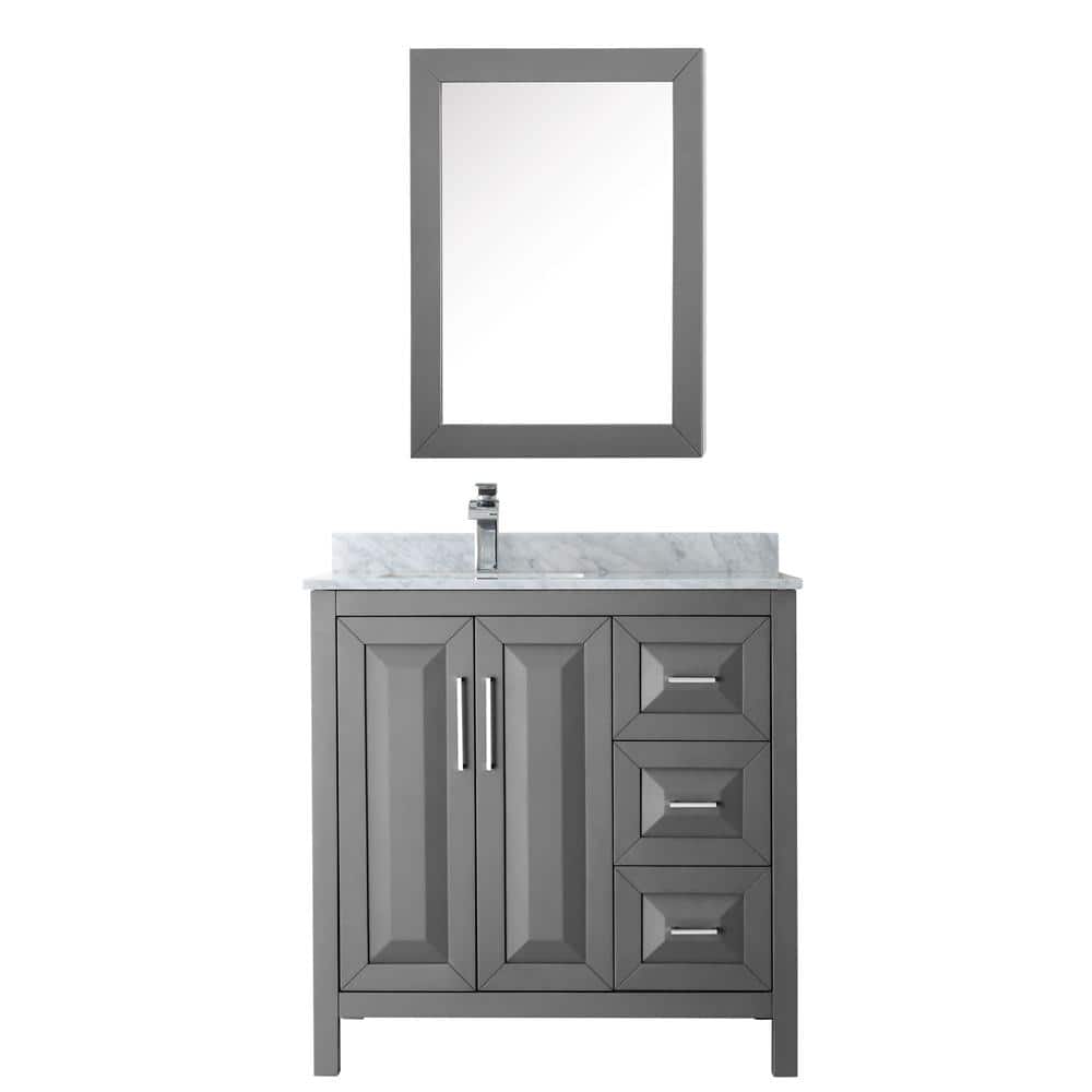 Daria 36'' Dark Gray Bathroom Vanity with Stone Top and Mirror