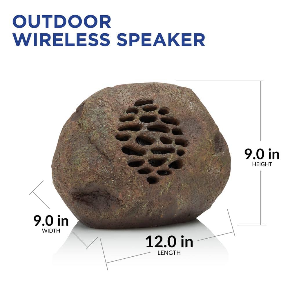 Gray Solar-Powered Outdoor Rock Bluetooth Speaker Set