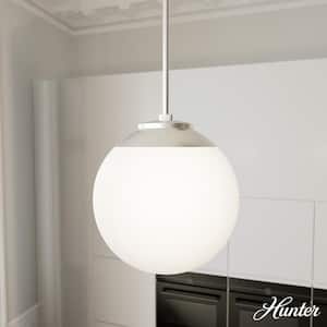 Hepburn 1-Light Brushed Nickel Island Pendant Light with Cased Glass White Shade Included