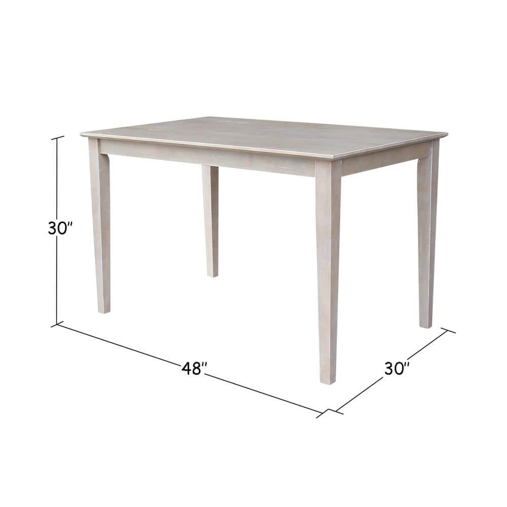Solid Wood 30"X 48" Dining Table Washed Gray Taupe - International Concepts