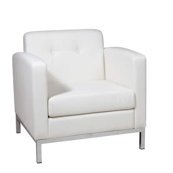 OSP Home Furnishings Wall Street White Faux Leather Arm Chair