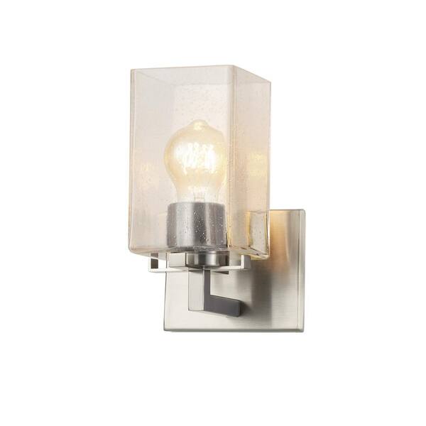 Justice Design FSN-8671-15-OPAL-NCK Fusion Wall Sconce In Satin Nickel 