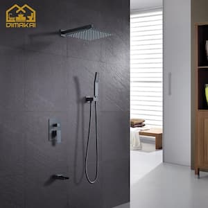 Single-Handle 3-Spray 10 in. Shower Head Tub and Shower Faucet Handheld Shower Combo in Matte Black (Valve Included)