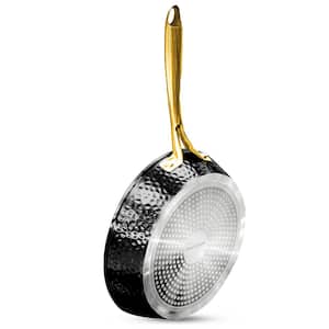 Charleston Collection 12 in. Aluminum Hammered Nonstick Frying Pan in Black