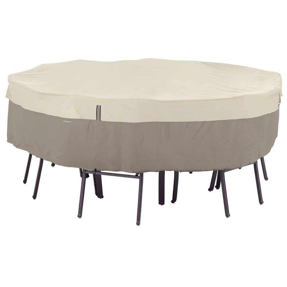 Classic Accessories Belltown Small Sidewalk Grey Round Patio Table And 