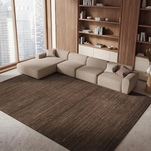 Vision 3 ft. x 3 ft. Square Brown Solid Marle Area Rug