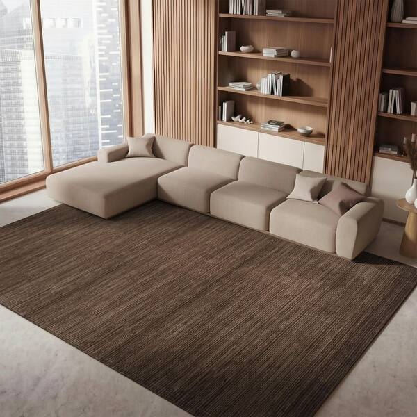 Vision 5 ft. x 5 ft. Square Brown Solid Marle Area Rug