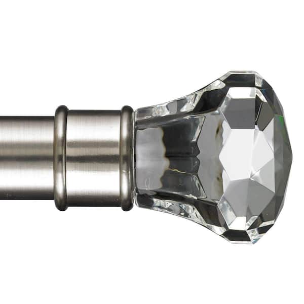Art Decor 6 ft. Non-Telescoping 1-1/8 in. Single Curtain Rod with Rings in Stainless with Digital Finial