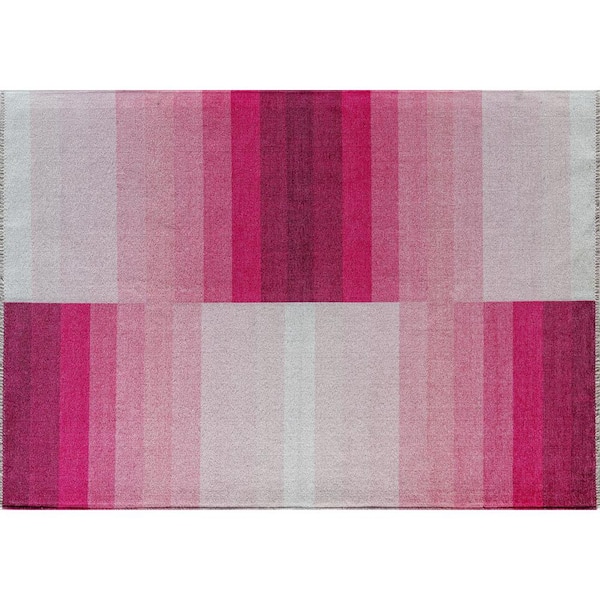 Unbranded Tickled Pink 7 ft. x 10 ft. Stripe Modern Area Rug