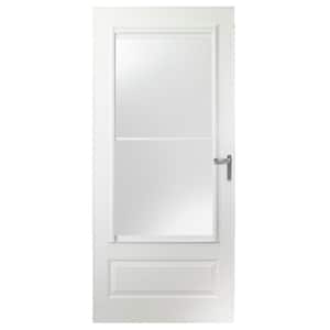 30 in. x 80 in. 300 Series White Universal Self-Storing Aluminum Storm Door with Nickel Hardware