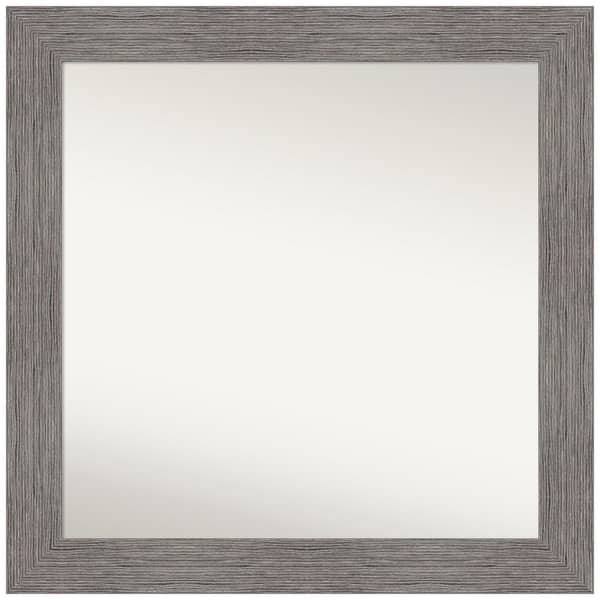 Amanti Art Pinstripe Plank Grey 31.5 in. W x 31.5 in. H Square Non-Beveled Framed Wall Mirror in Gray