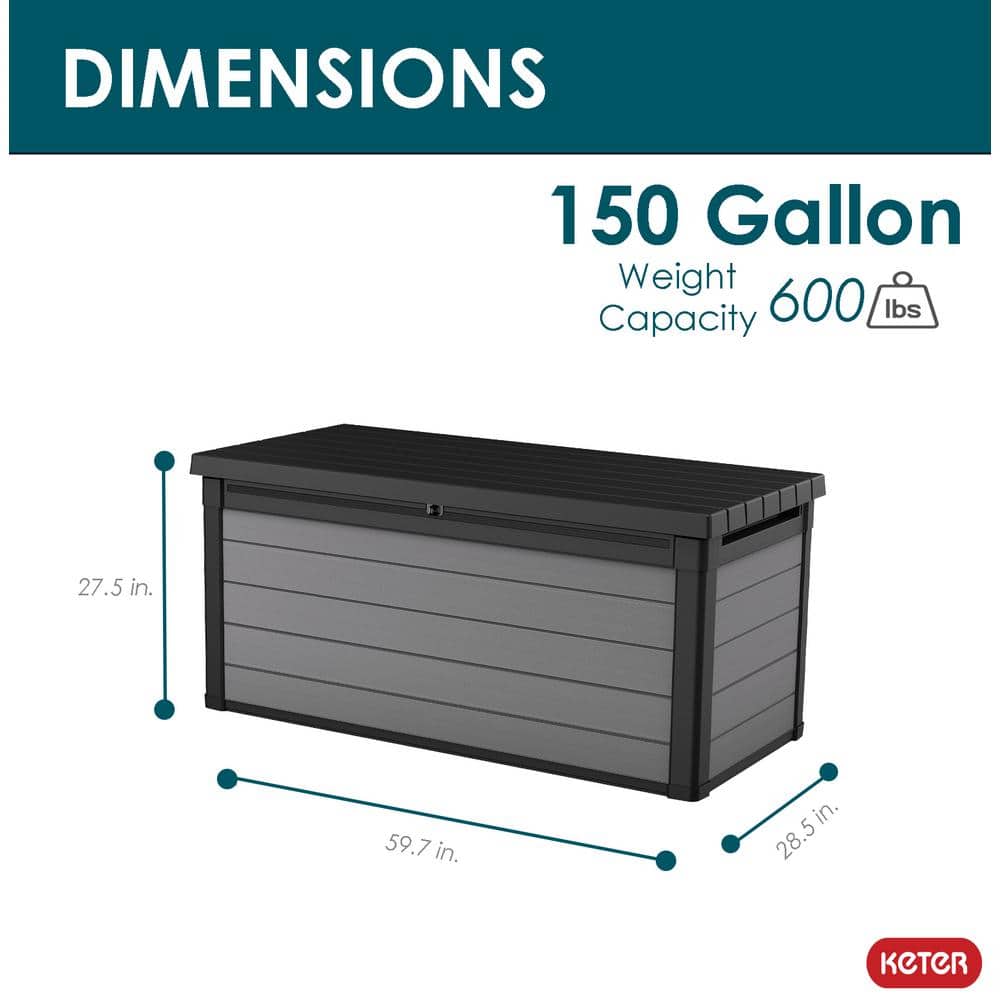 Gray Lockable Plastic 150-Gallon Deck Box