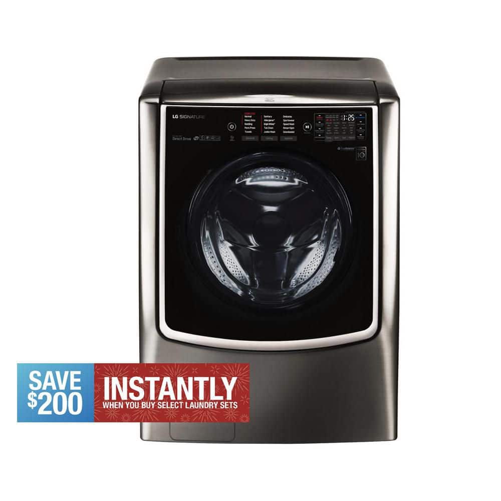 LG SIGNATURE 5.8 Cu. Ft. SMART Front Load Washer in Black Stainless Steel with TurboWash and Steam