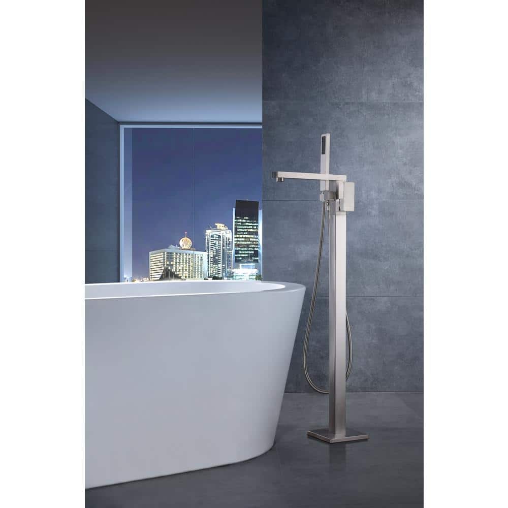 Brushed Nickel Freestanding Tub Faucet with Hand Shower