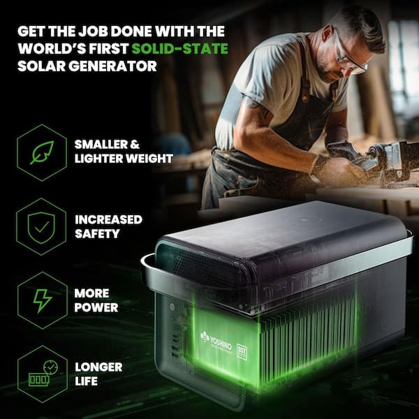 Solid-State Solar Battery Generator 2,000W (1,326Wh) Push-Button Start with 200W Portable Solar Panel, Camping, Home, RV