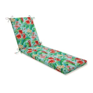 Floral 23 x 30 Outdoor Chaise Lounge Cushion in Blue/Green Tropical Paradise