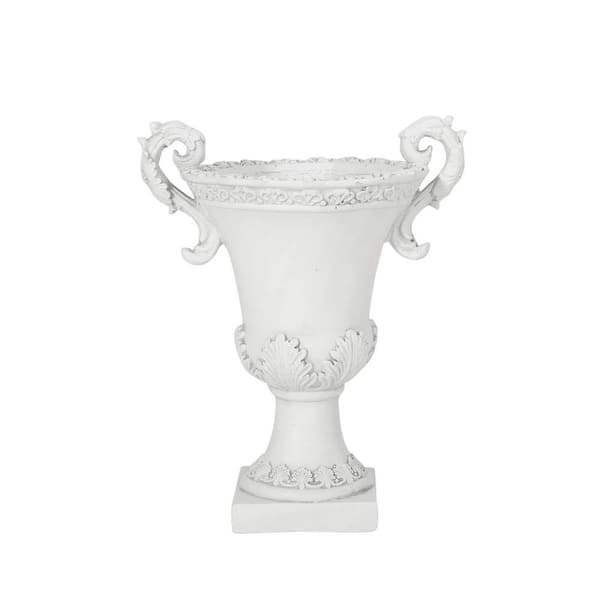 Cubilan Concrete Antique White Outdoor Garden Urn Planter-15.5 in. x 11.25 in. x 19.25 in. Main Material: Magnesium Oxide Pots