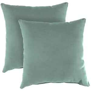 Sunbrella 16 in. x 16 in. Canvas Spa Solid Square Knife Edge Outdoor Throw Pillows (2-Pack)