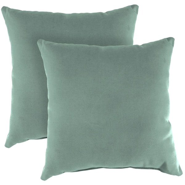 Jordan Manufacturing Sunbrella 16 in. x 16 in. Canvas Spa Solid Square Knife Edge Outdoor Throw Pillows (2-Pack)