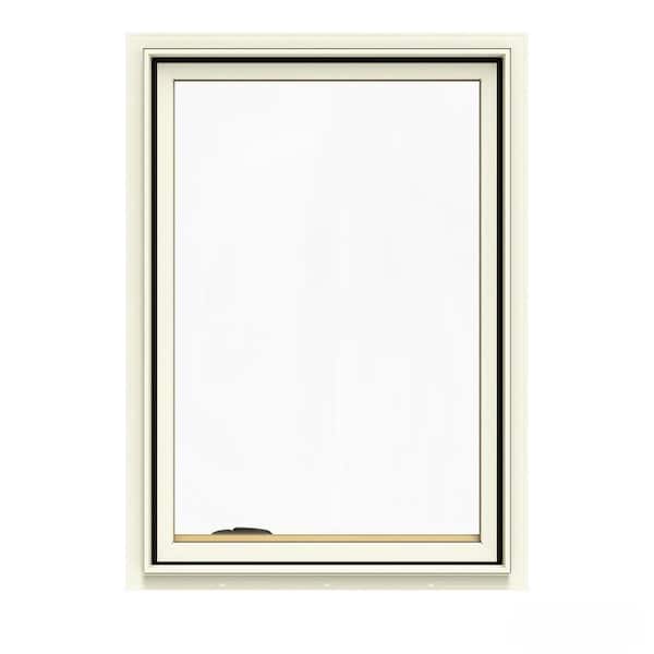 JELD-WEN 28.75 in. x 40.75 in. W-2500 Series Cream Painted Clad Wood Left-Handed Casement Window with BetterVue Mesh Screen