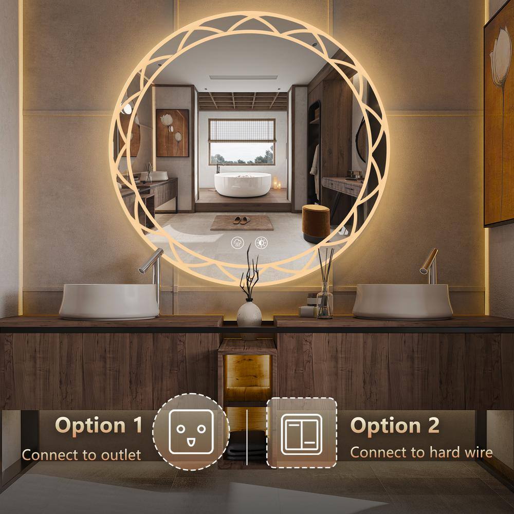 42 in. W x 42 in. H Round Wall Mount Frameless Led Bathroom Vanity Mirror w