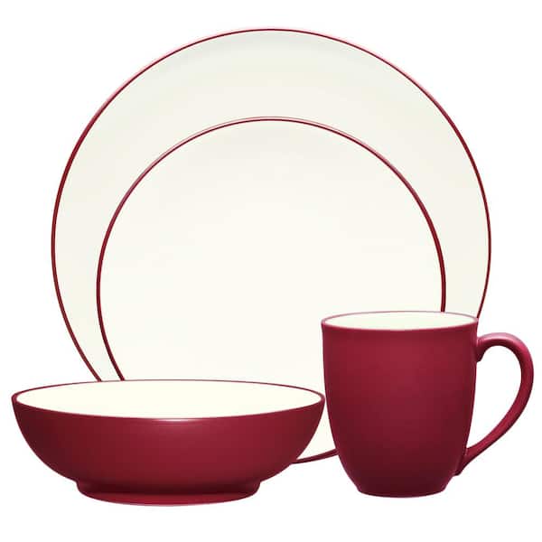Noritake Colorwave Raspberry 4-Piece (Cherry) Stoneware Coupe Place Setting, Service for 1