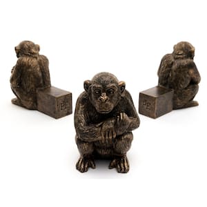 Potty Feet Antique Bronze Chimpanzee (Set of 3)