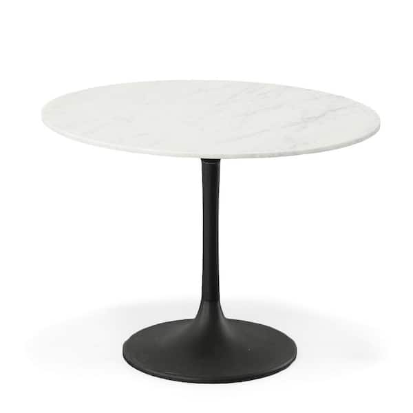 Unbranded 40 in. Enzo Black Round Marble Top Dining Table
