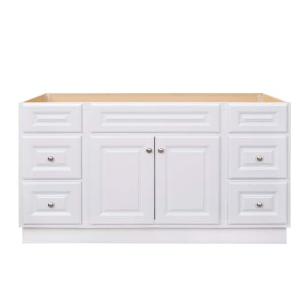 Hampton 60 in. W x 21 in. D x 33.5 in. H Bath Vanity Cabinet without Top in White