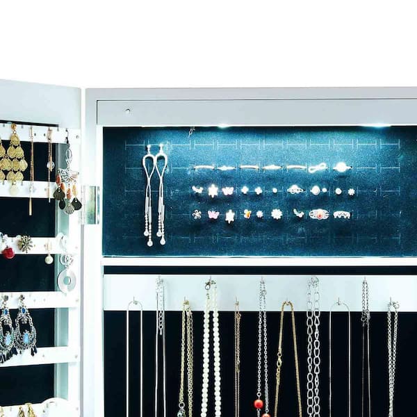 Jewelry Cabinet. Large Earrings Closet With Shelf. Dark WALNUT Wooden Wall  Mounted Earring Organizer. 