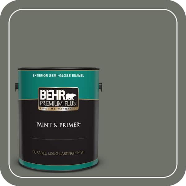 BEHR PREMIUM PLUS 1 gal. #ECC-41-3 Laurel Oak Semi-Gloss Enamel Exterior Paint & Primer