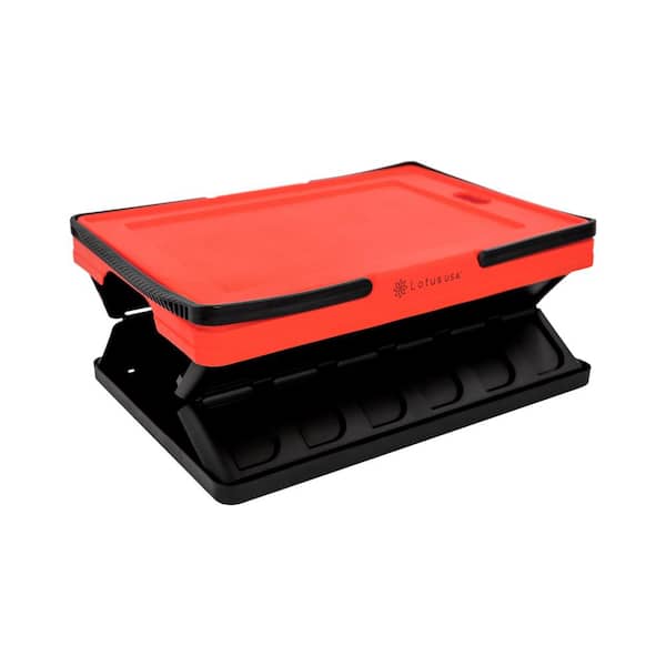 Red and Black Lotus USA Foldable Stackable Hardside Storage Crate 33 Quart 