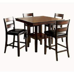 Norah II Brown Cherry Transitional Style Counter Height Table Set