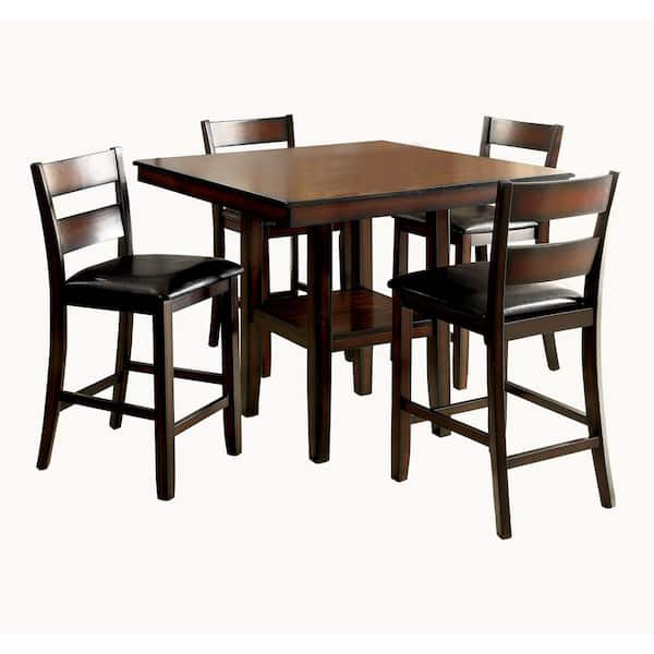 William's Home Furnishing Norah II Brown Cherry Transitional Style Counter Height Table Set
