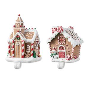 Resin Gingerbread House Stocking Holders (Set of 2)