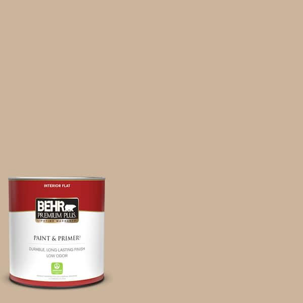 BEHR PREMIUM PLUS 1 qt. #PPU4-07 Mushroom Bisque Flat Low Odor Interior Paint & Primer