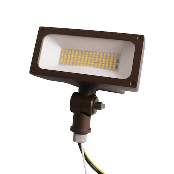 2000 plus 3500 Dual Lumen Bronze Aluminum Hardwired LED Outdoor Spotlight with 3CCT Integrated Bulb 1-Pack