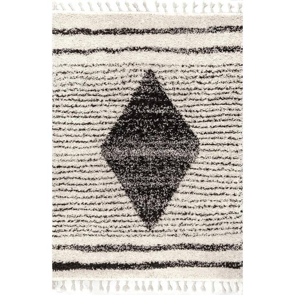 nuLOOM Kiera Diamond Tassel Shag Black 7 ft. 10 in. x 10 ft. Area Rug