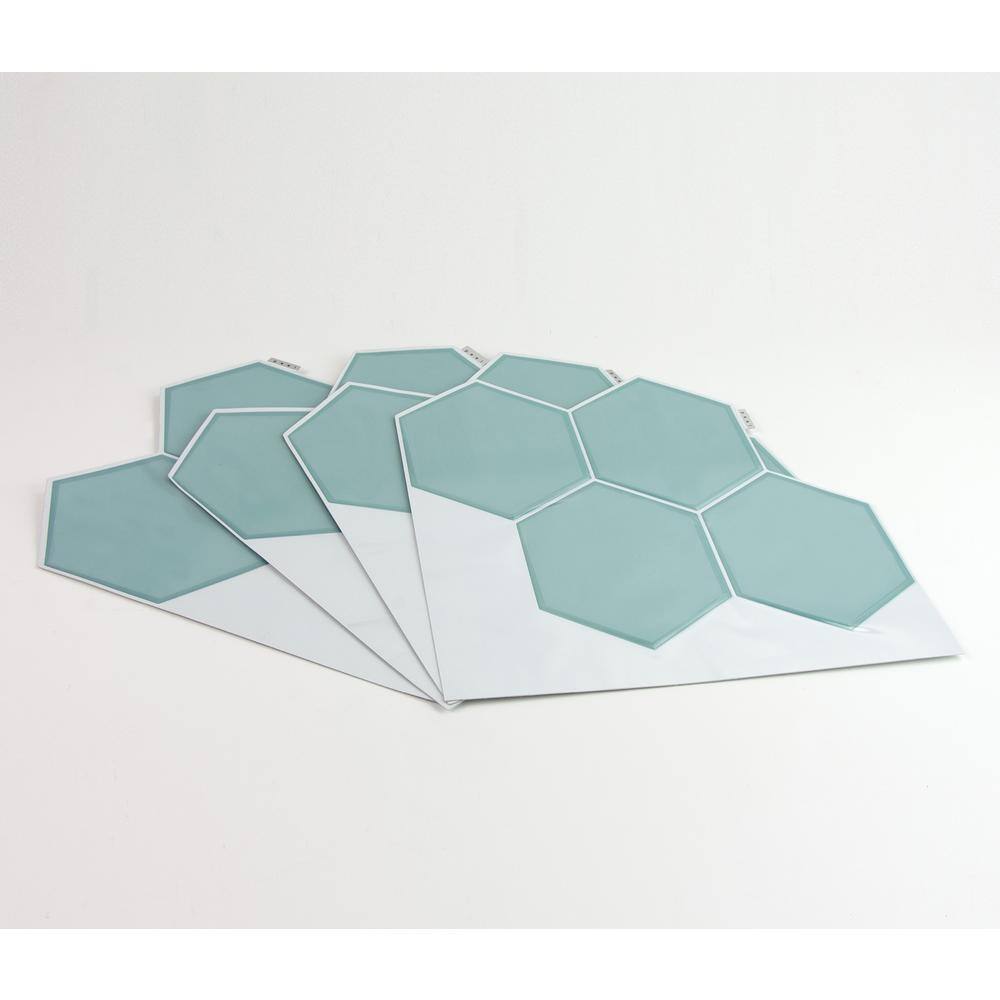 Hexagon Sea Glass Green Peel and Stick Backsplash Tiles