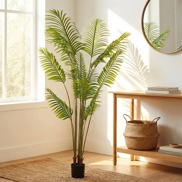Faux 5.9 ft. Artificial Paradise Palm Silk Tree in Pot for Indoor/Outdoor Decor