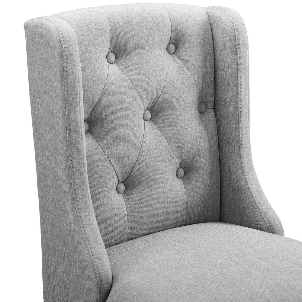 Light Gray Tufted Button Upholstered Counter Stool with Wood Legs