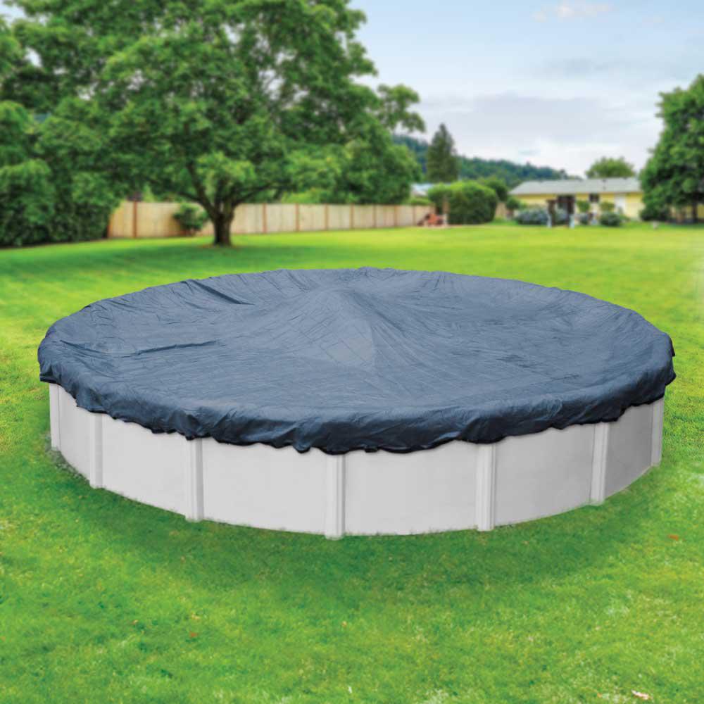 Premium Mesh XL 28 ft. Round Blue and Black Mesh Above Ground Winter Pool Cover
