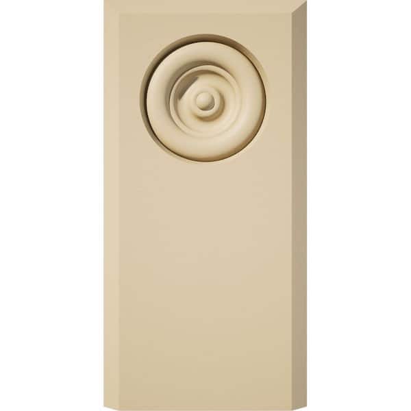 Ekena Millwork 3 in. W x 6 in. H x 1 in. P Standard Foster Bullseye Plinth Block with Beveled Edge
