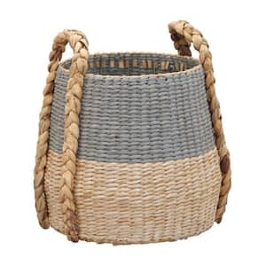 Cattail and Paper Terra Seagrass Basket In Natural and Gray