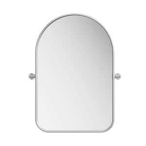 24 in. W x 36 in. H Arched Mirror Silver Framed Metal Wall Mirror